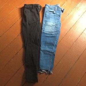 Two pairs of jeans: brand is “American Eagle”